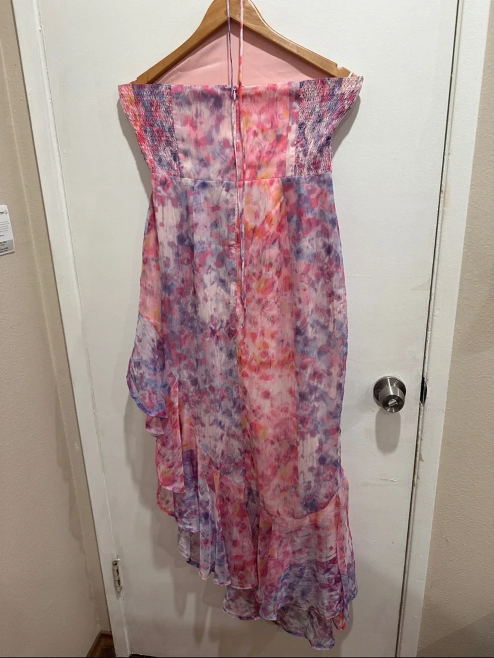 REVOLVE x Amanda Uprichard Carlina Dress in Cotton Candy floral strapless - Picture 8 of 10